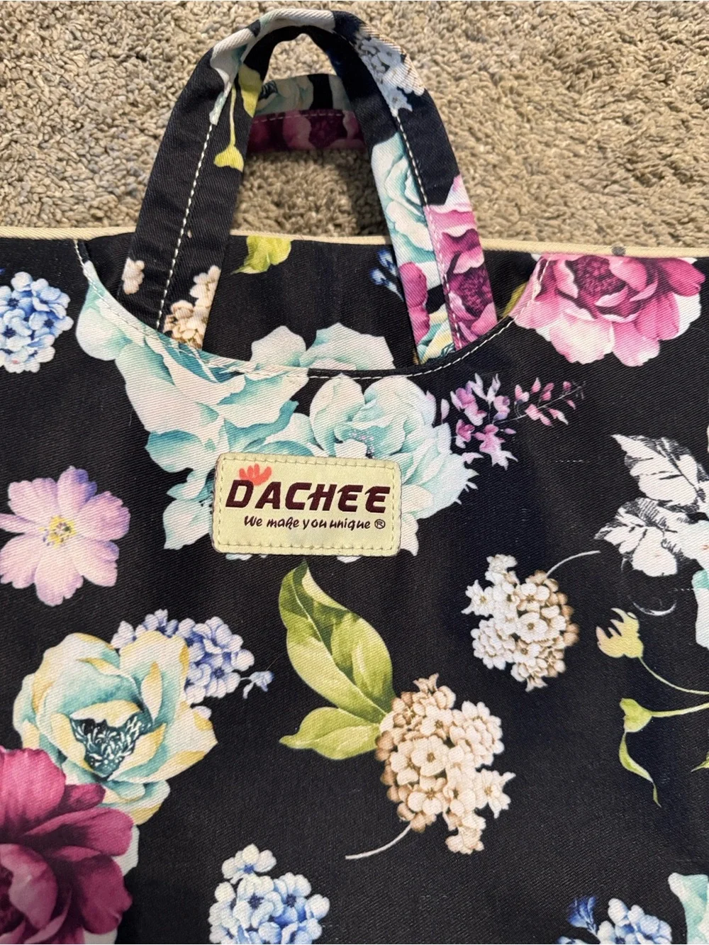 Black Floral Laptop Bag for Women